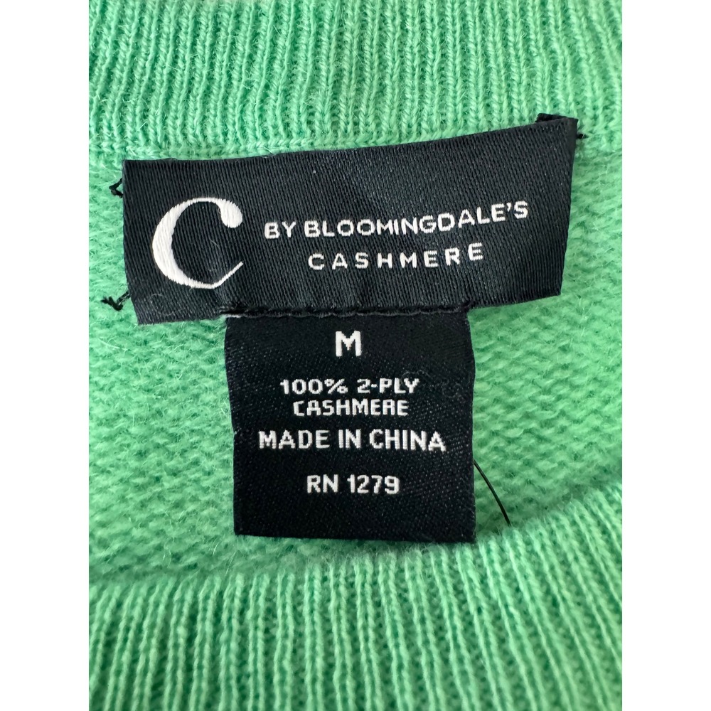 C by Bloomingdale's‎ Cashmere Sweater Green Crew Neck Long Sleeve Women's M - Picture 5 of 7